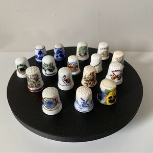 Lot of 16 Colorful Ceramic Thimbles Collection. Nice condition. See photos.
